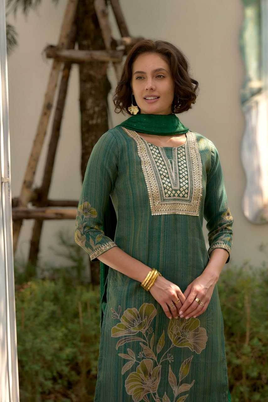 Tissue Designer Embroidered Kurti - MYLUXURY LANE ENTERPRISE
